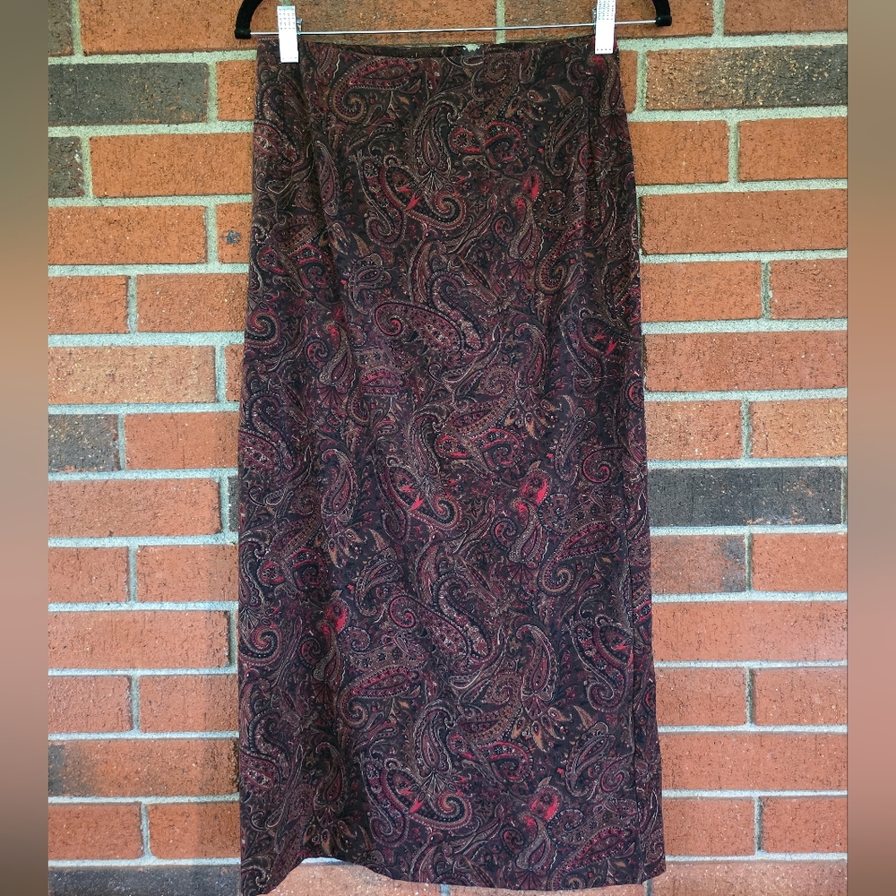 Vintage Briggs New York Womens Skirt 4P Dark Paisley Midi Wimsigoth 90s Y2K